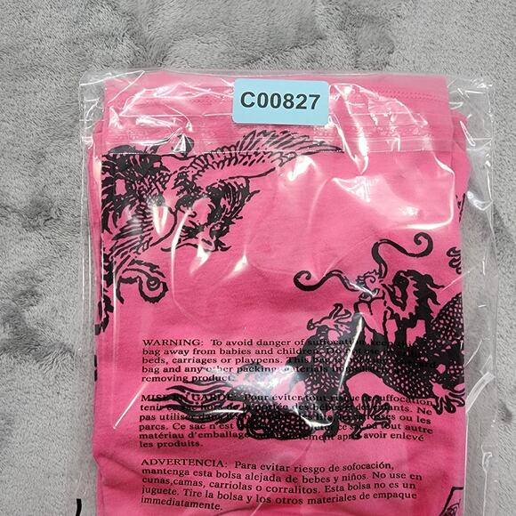 Vintage 90s Y2K Soft Surroundings Tee Womens M Pink Black Chinese Dragon Printed - Picture 7 of 7